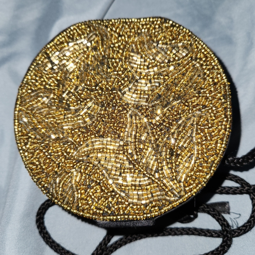 Oscar de la Renta Gold Beaded Crossbody Bag - Picture 3 of 12